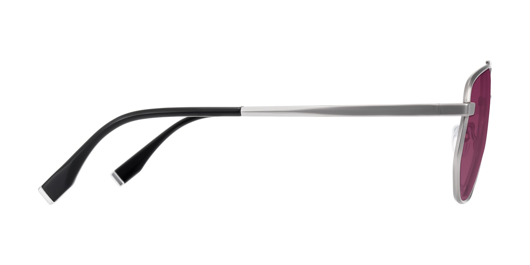 Side of Kailani in Silver/Matte Silver with Wine Tinted Lenses