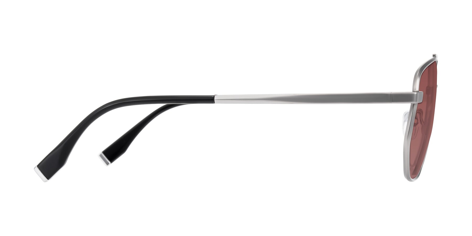 Side of Kailani in Silver/Matte Silver with Garnet Tinted Lenses