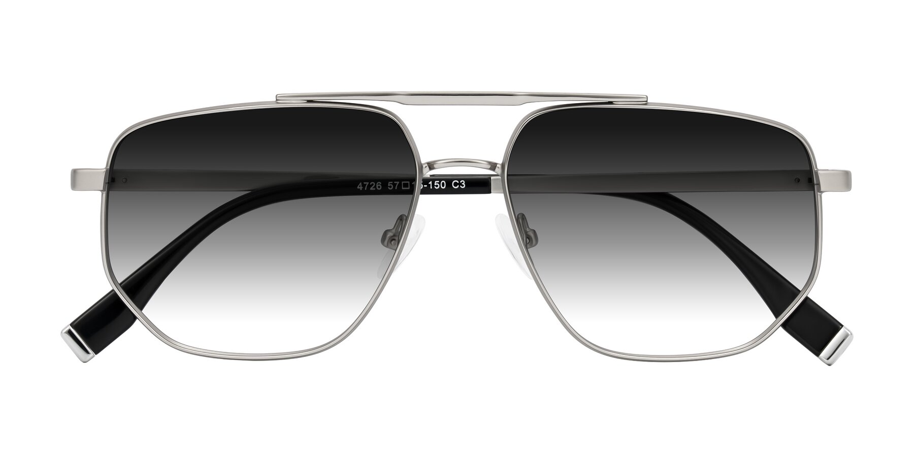 Folded Front of Kailani in Silver/Matte Silver with Gray Gradient Lenses
