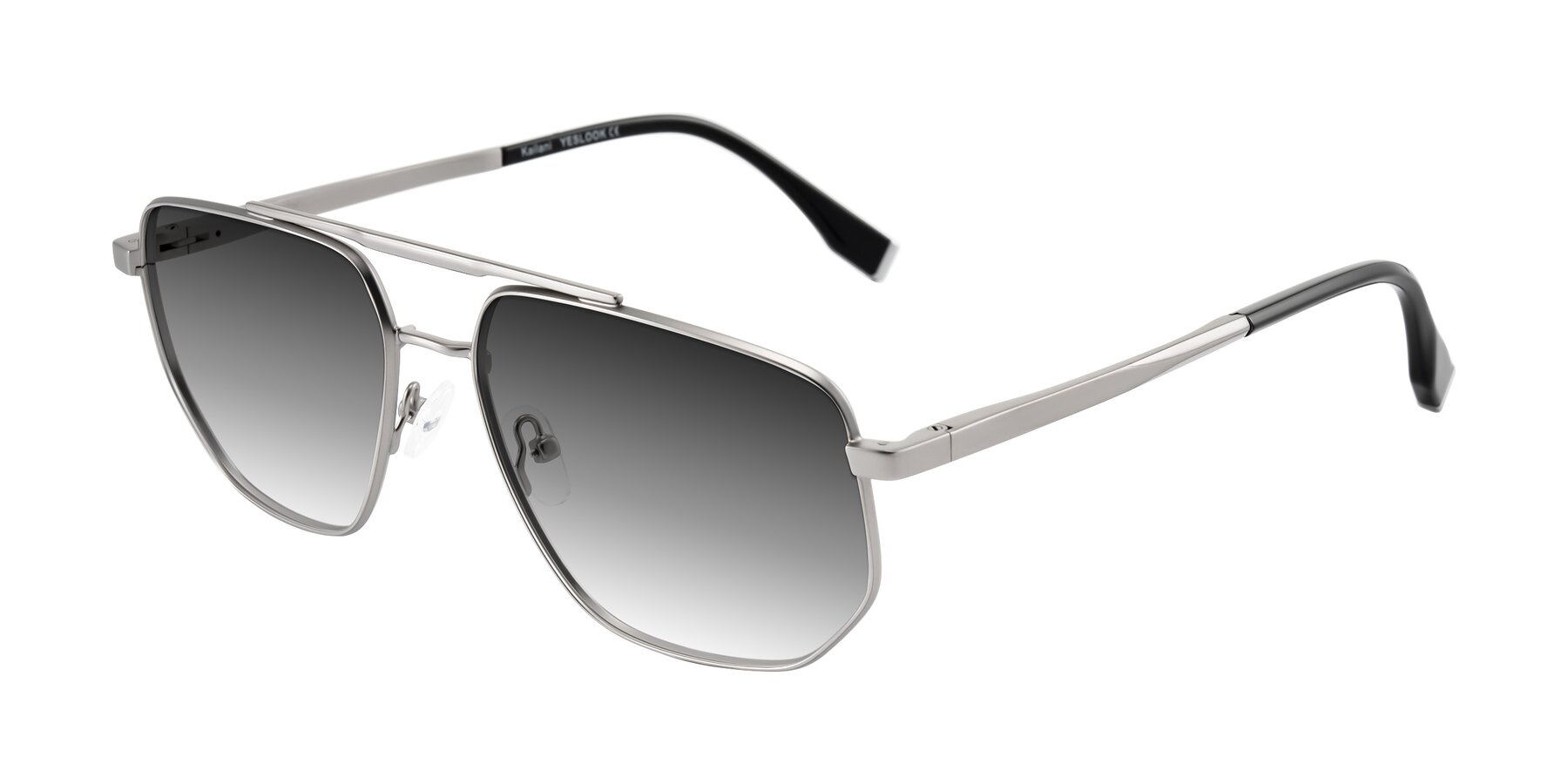 Angle of Kailani in Silver/Matte Silver with Gray Gradient Lenses