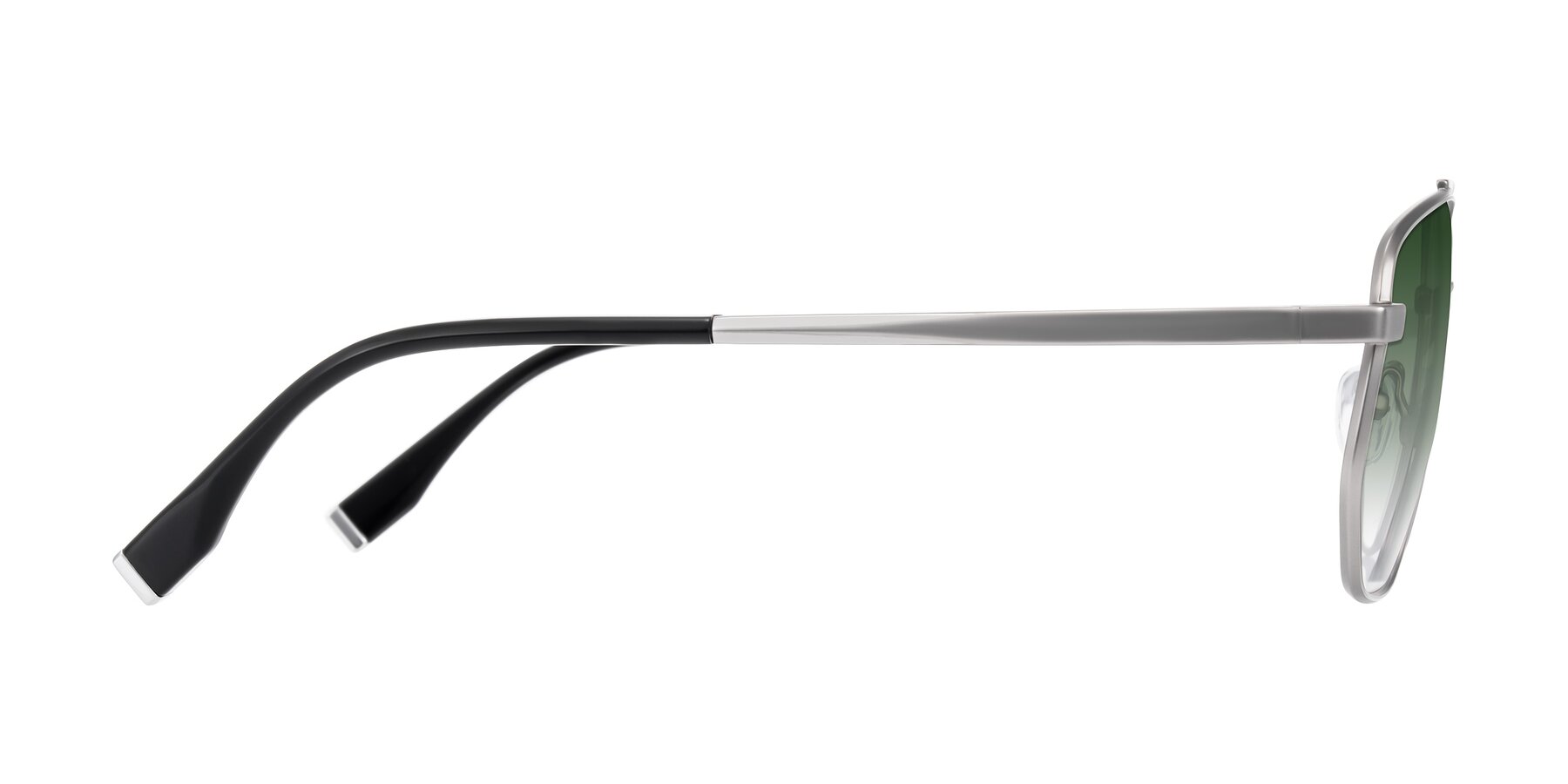 Side of Kailani in Silver/Matte Silver with Green Gradient Lenses