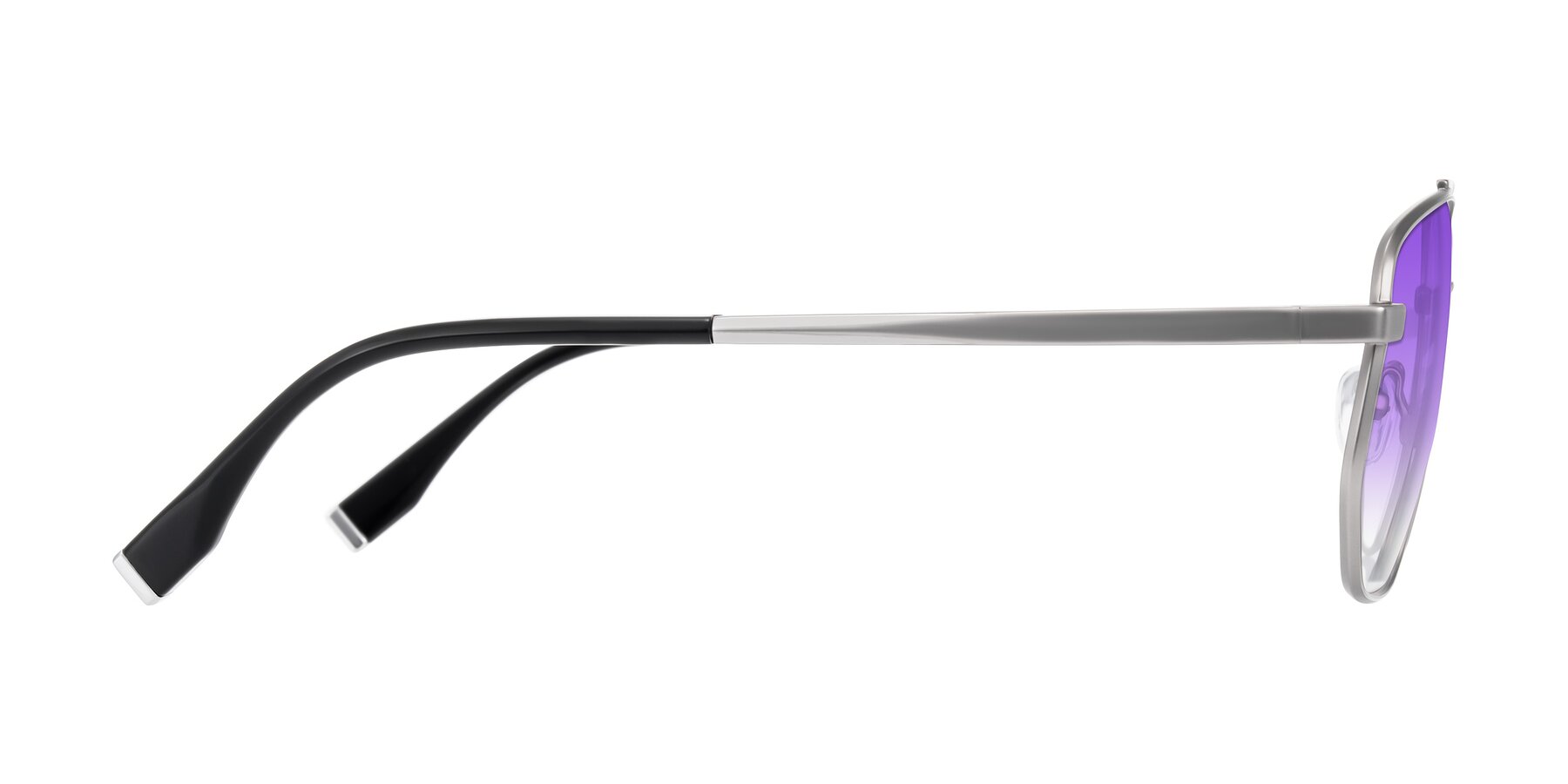 Side of Kailani in Silver/Matte Silver with Purple Gradient Lenses