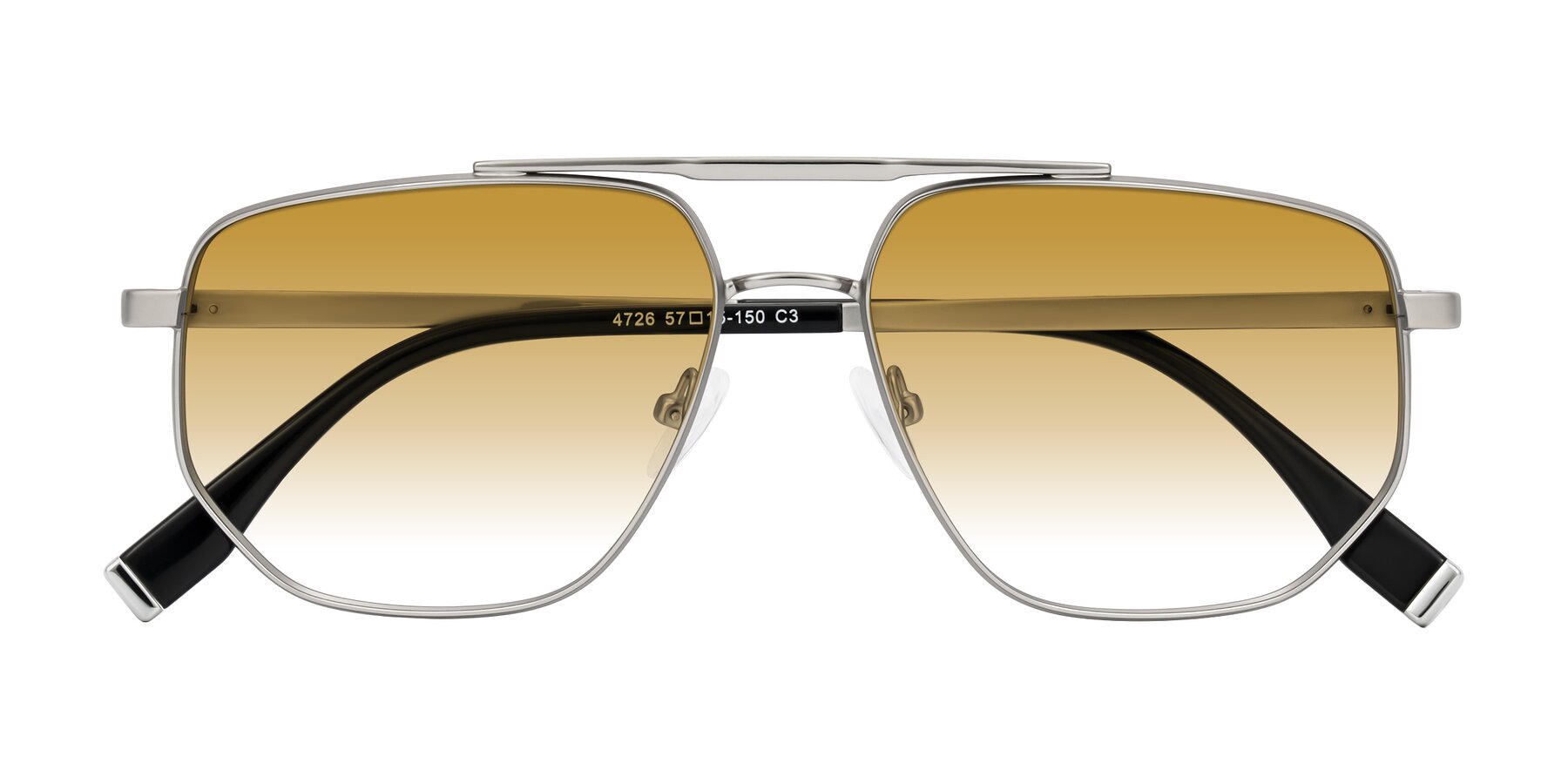 Folded Front of Kailani in Silver/Matte Silver with Champagne Gradient Lenses
