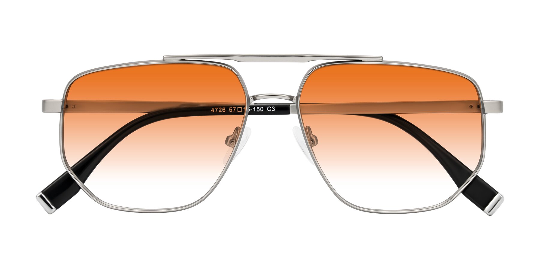 Folded Front of Kailani in Silver/Matte Silver with Orange Gradient Lenses