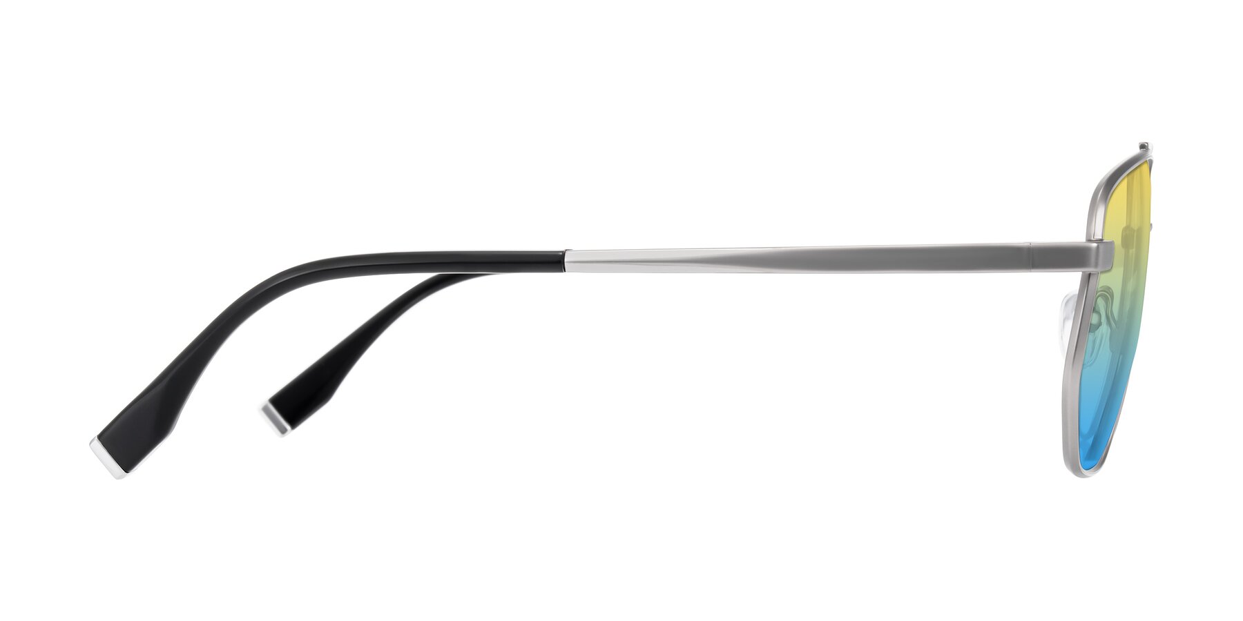 Side of Kailani in Silver/Matte Silver with Yellow / Blue Gradient Lenses