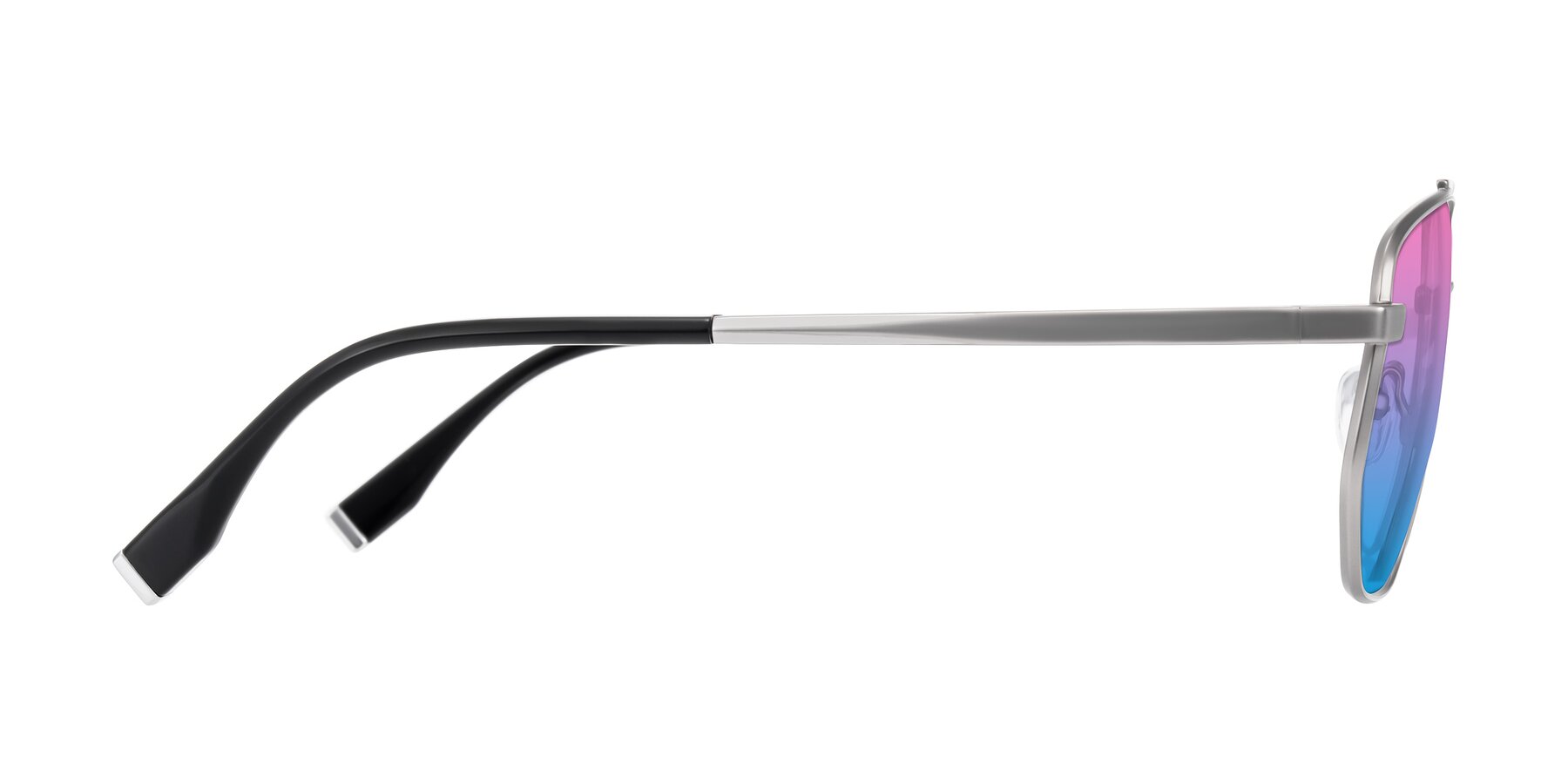 Side of Kailani in Silver/Matte Silver with Pink / Blue Gradient Lenses