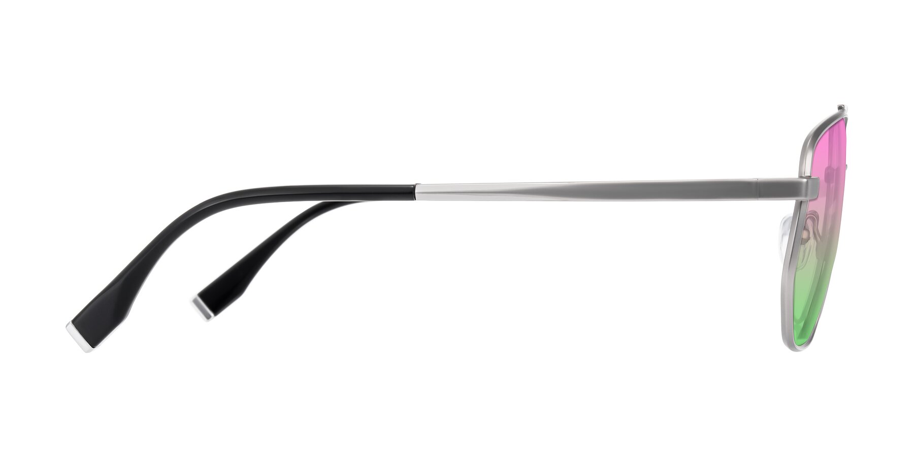 Side of Kailani in Silver/Matte Silver with Pink / Green Gradient Lenses