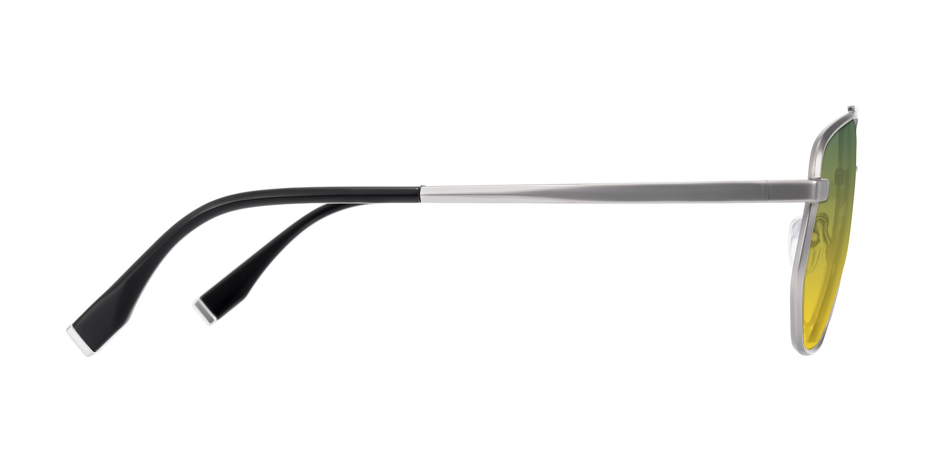 Side of Kailani in Silver/Matte Silver with Green / Yellow Gradient Lenses