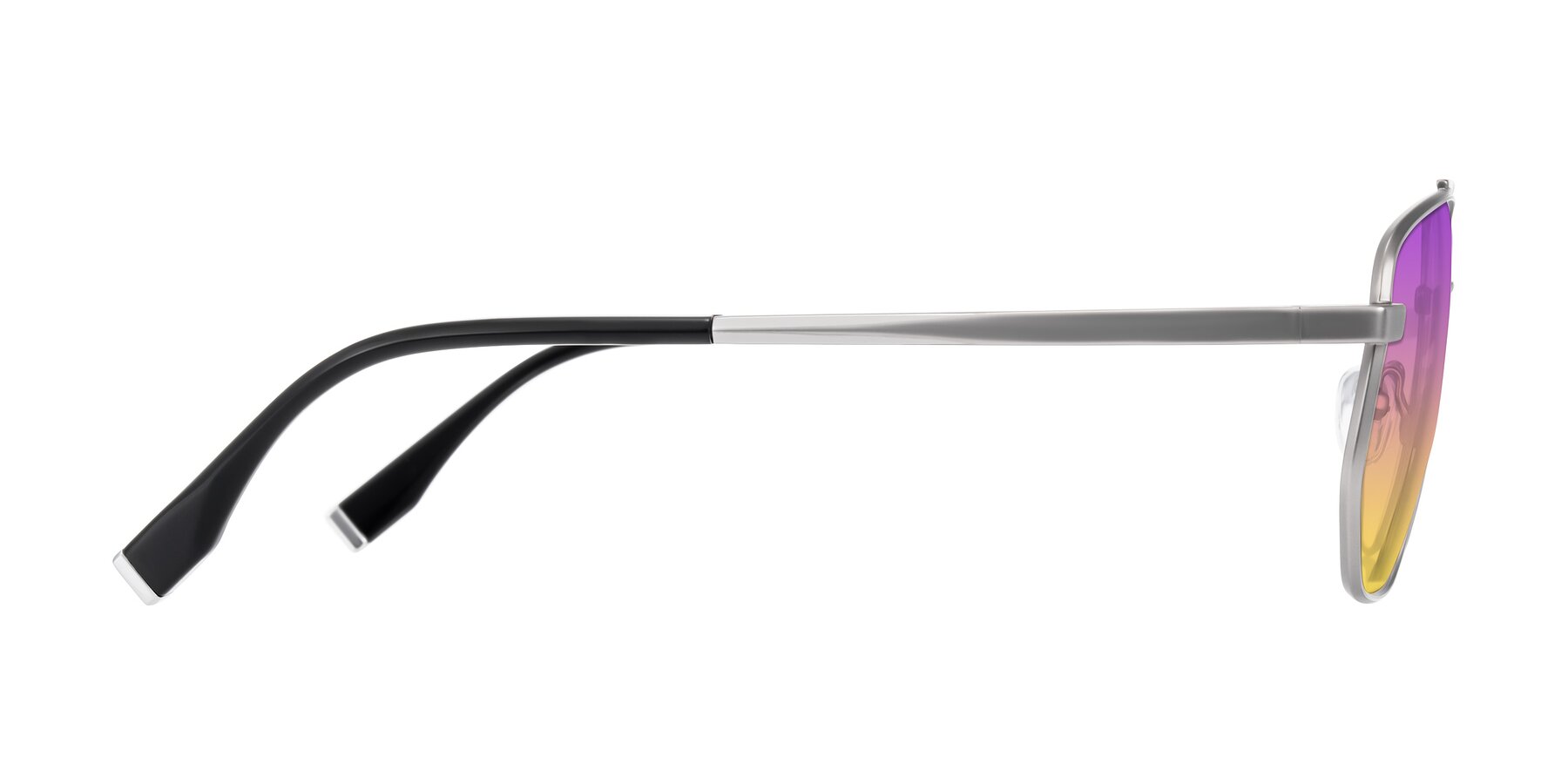 Side of Kailani in Silver/Matte Silver with Purple / Yellow Gradient Lenses