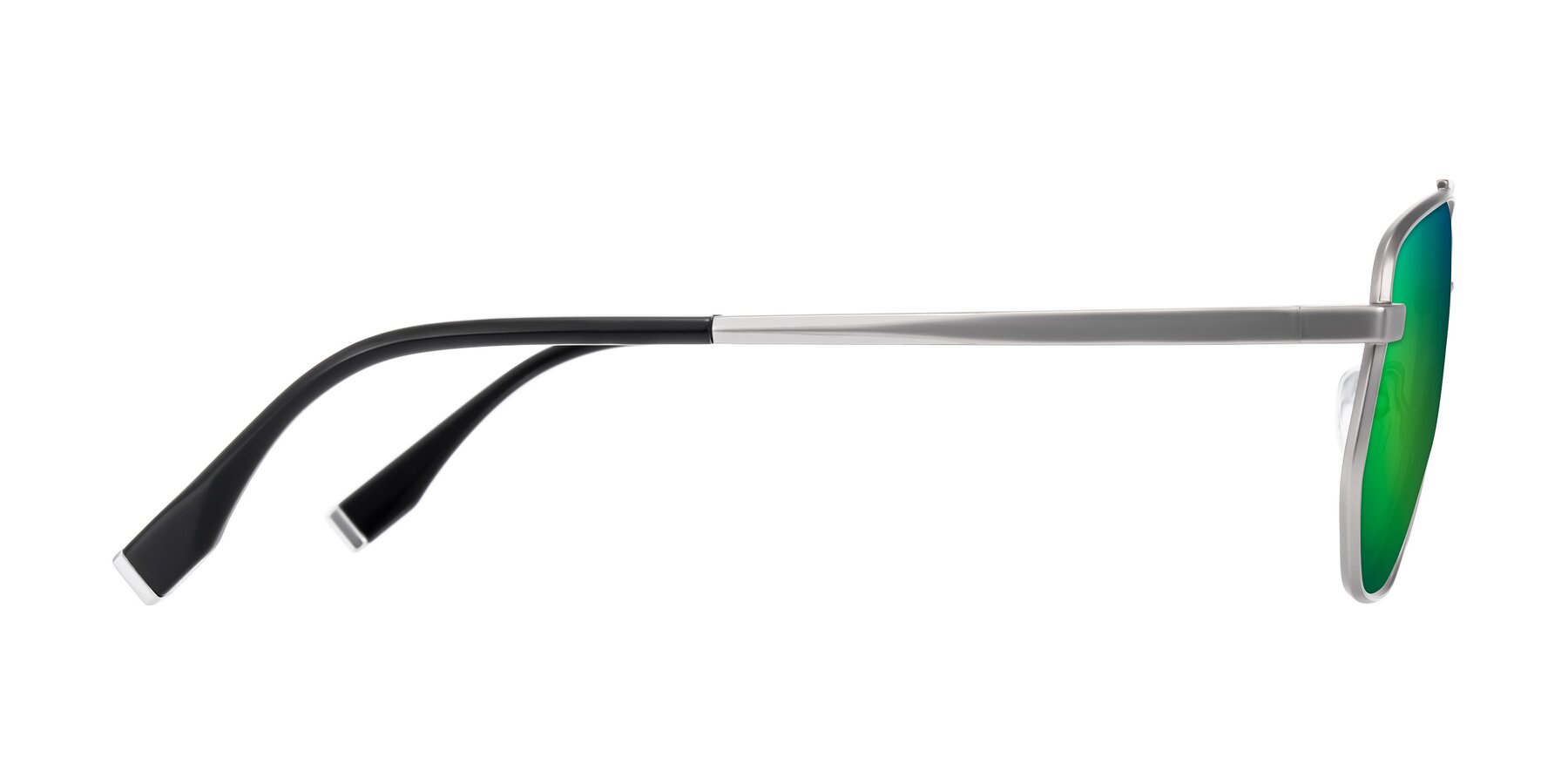 Side of Kailani in Silver/Matte Silver with Green Mirrored Lenses