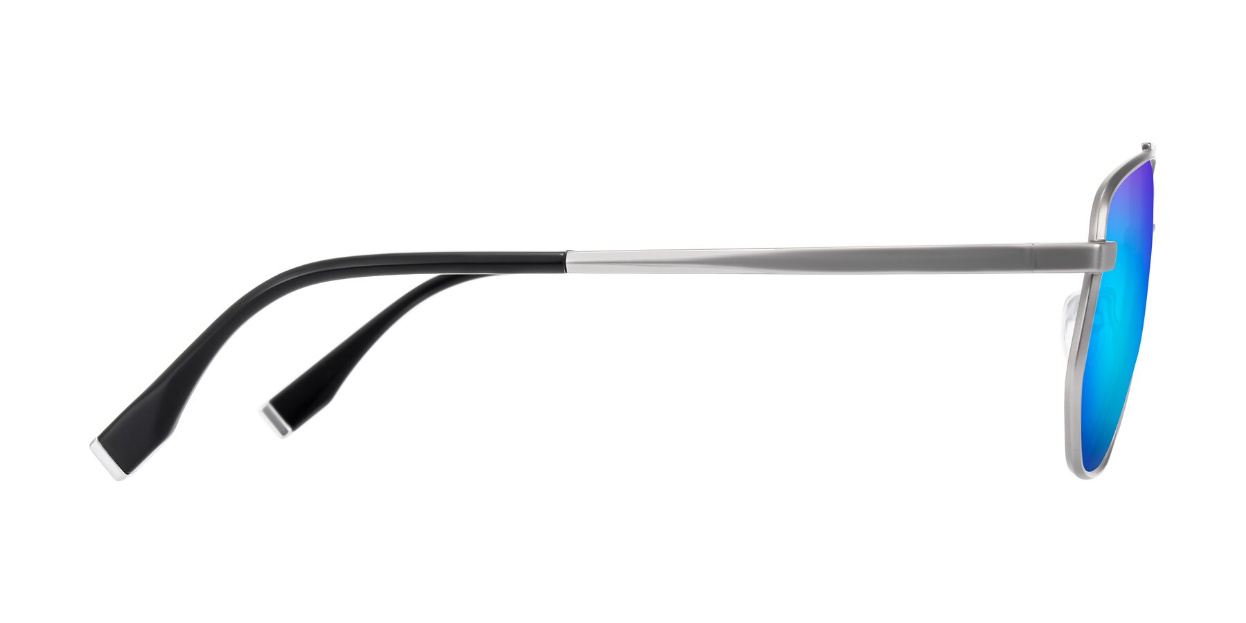 Side of Kailani in Silver/Matte Silver with Blue Mirrored Lenses
