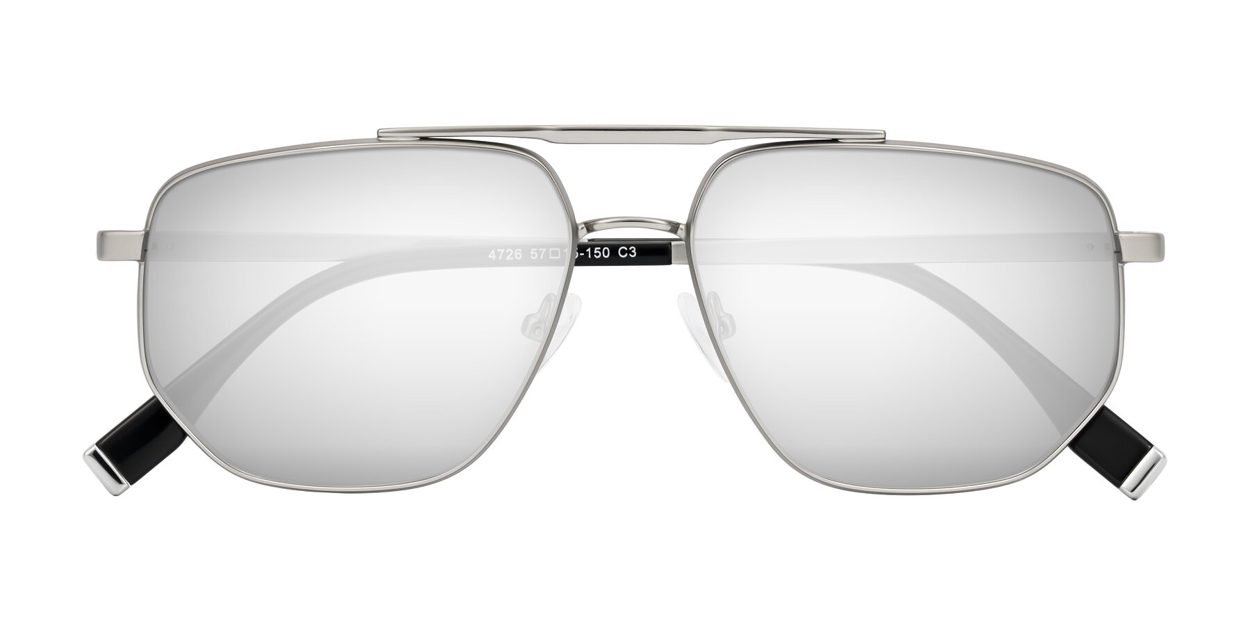 Folded Front of Kailani in Silver/Matte Silver with Silver Mirrored Lenses