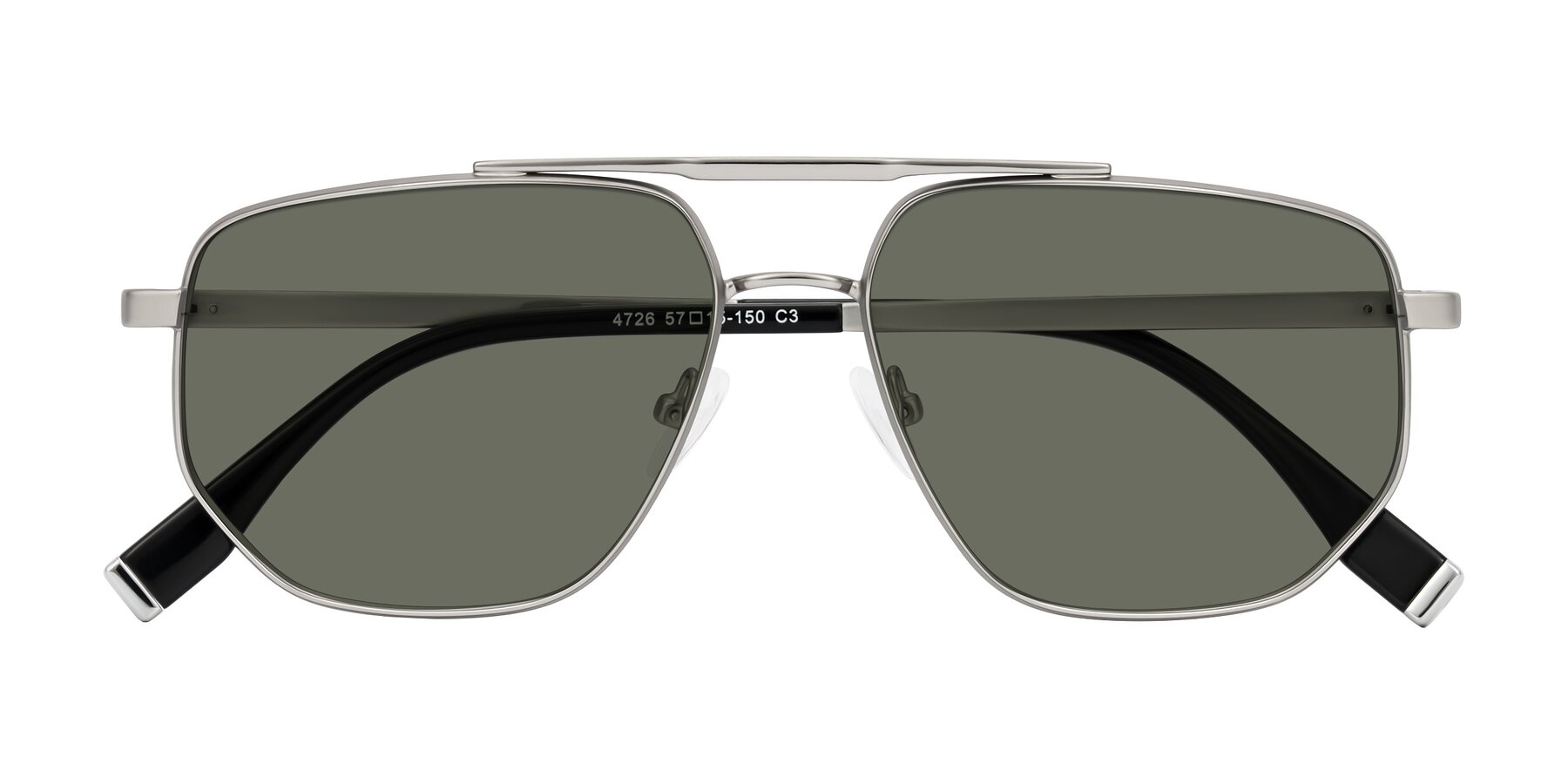 Folded Front of Kailani in Silver/Matte Silver with Gray Polarized Lenses