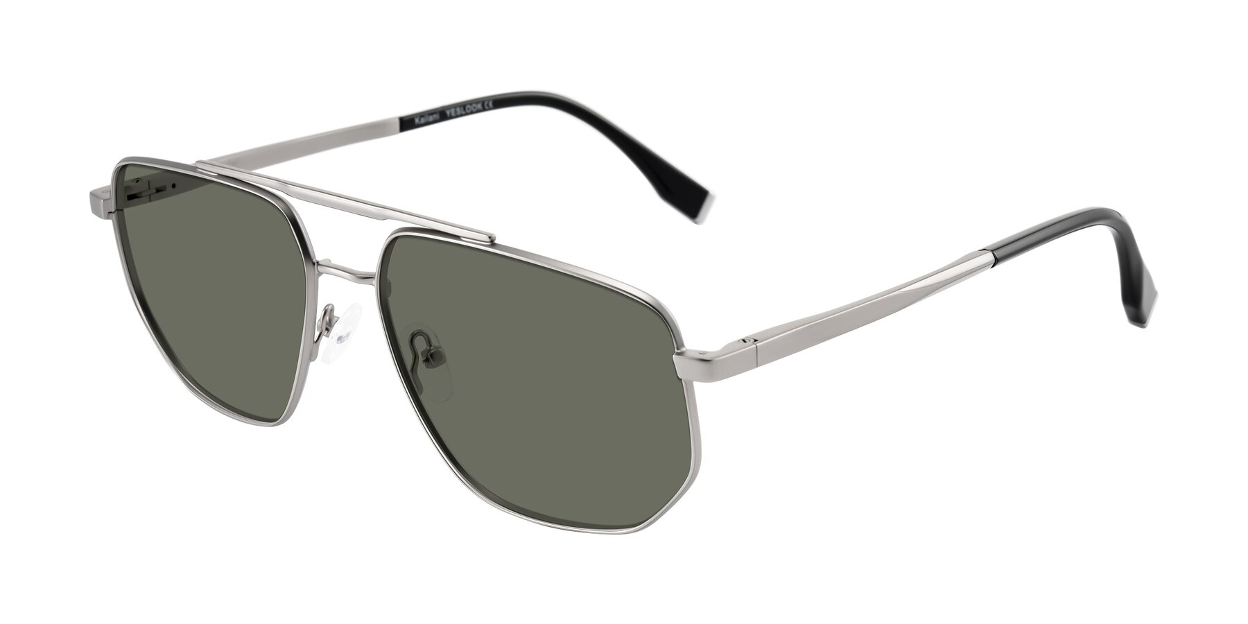 Angle of Kailani in Silver/Matte Silver with Gray Polarized Lenses