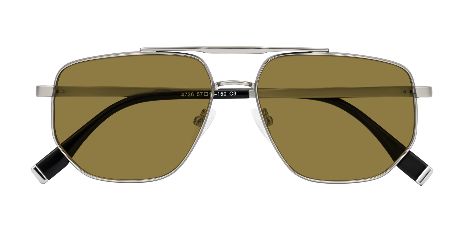 Folded Front of Kailani in Silver/Matte Silver with Brown Polarized Lenses