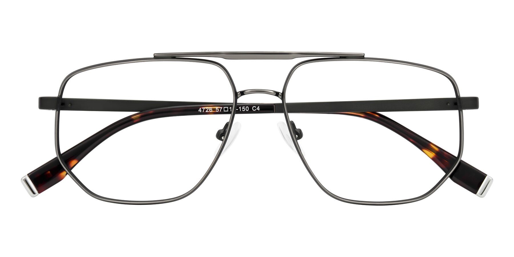 Folded Front of Kailani in Gunmetal/Matte Dark Green with Clear Eyeglass Lenses