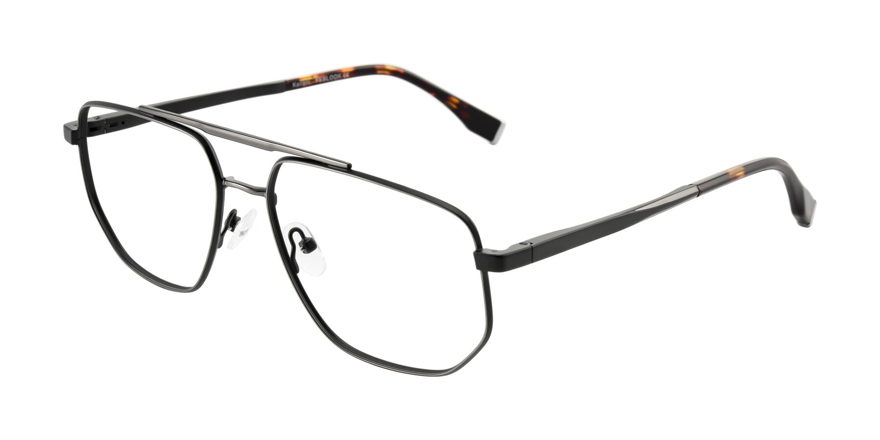 Angle of Kailani in Gunmetal/Matte Dark Green with Clear Eyeglass Lenses