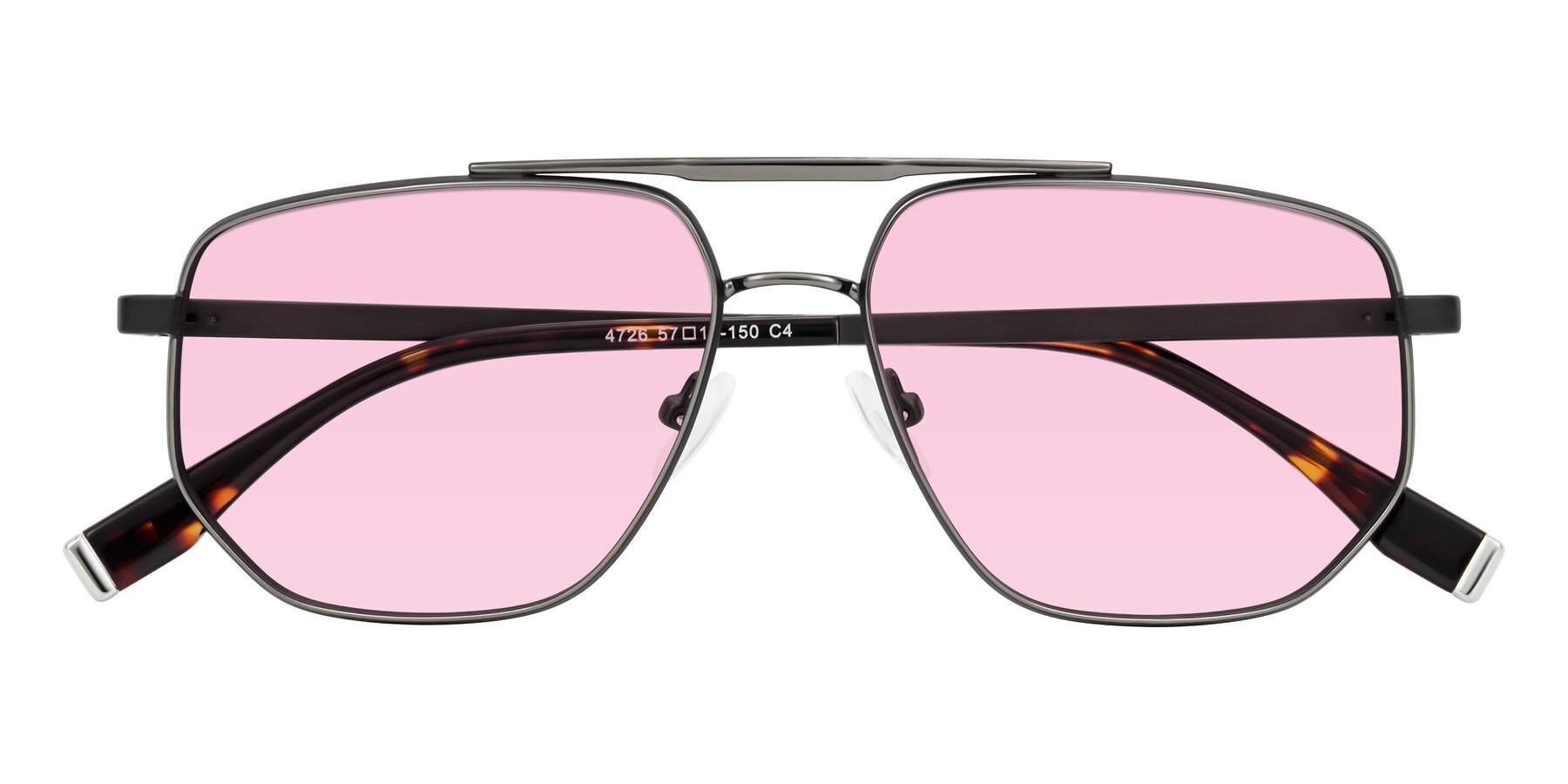 Folded Front of Kailani in Gunmetal/Matte Dark Green with Light Pink Tinted Lenses