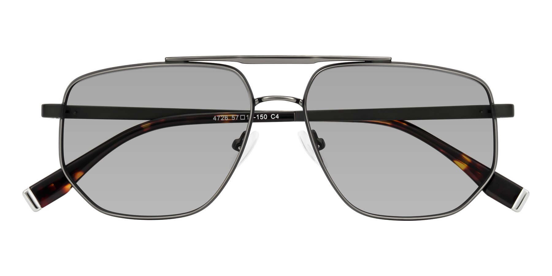 Folded Front of Kailani in Gunmetal/Matte Dark Green with Light Gray Tinted Lenses