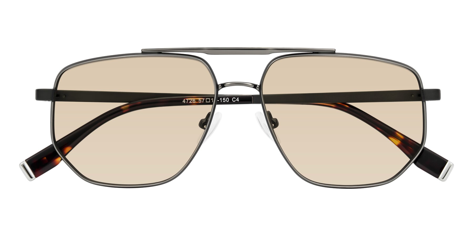 Folded Front of Kailani in Gunmetal/Matte Dark Green with Light Brown Tinted Lenses