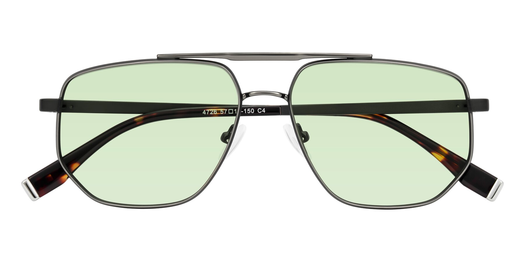 Folded Front of Kailani in Gunmetal/Matte Dark Green with Light Green Tinted Lenses