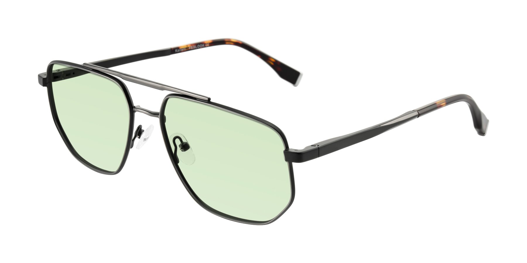Angle of Kailani in Gunmetal/Matte Dark Green with Light Green Tinted Lenses