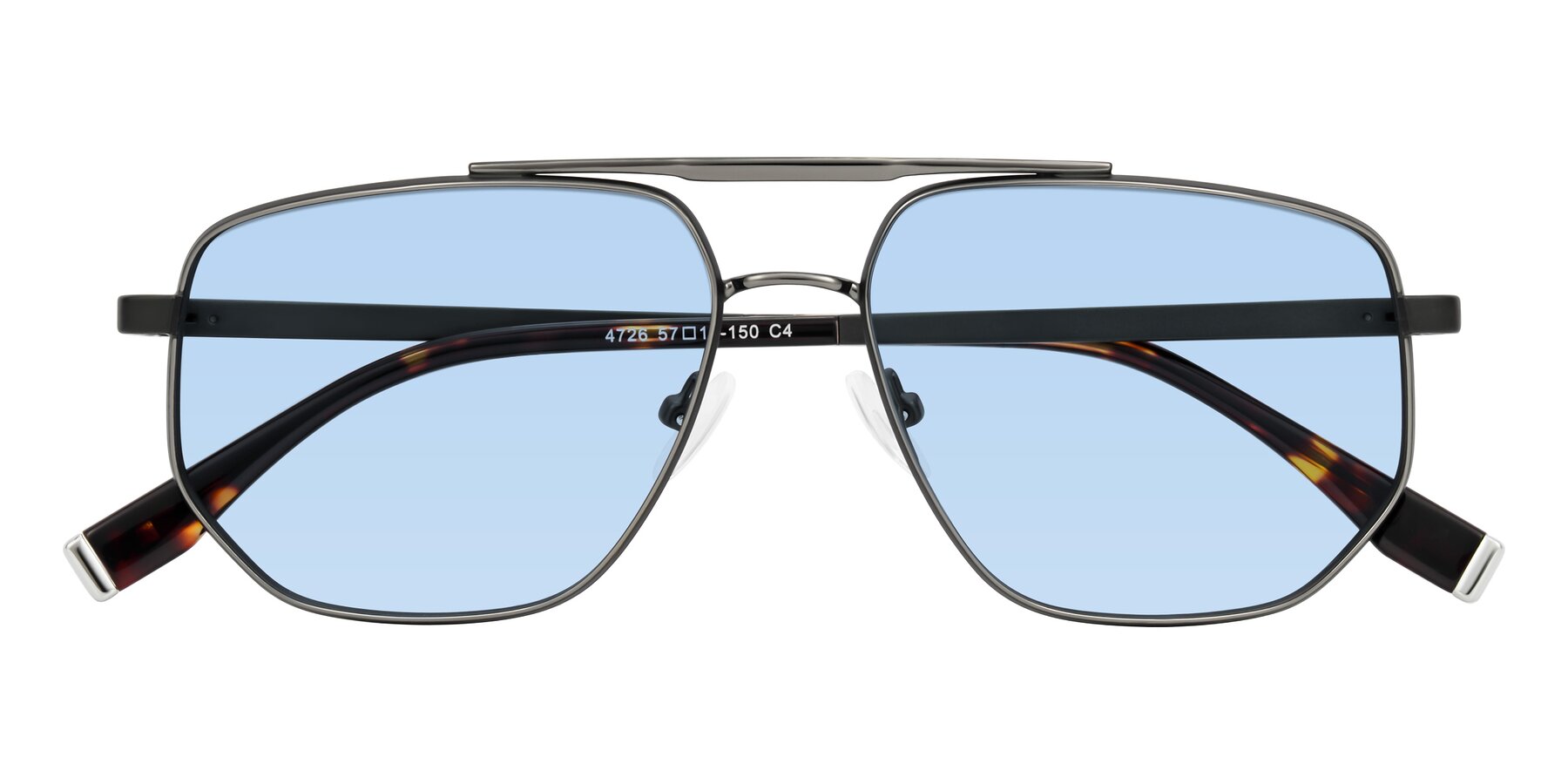 Folded Front of Kailani in Gunmetal/Matte Dark Green with Light Blue Tinted Lenses