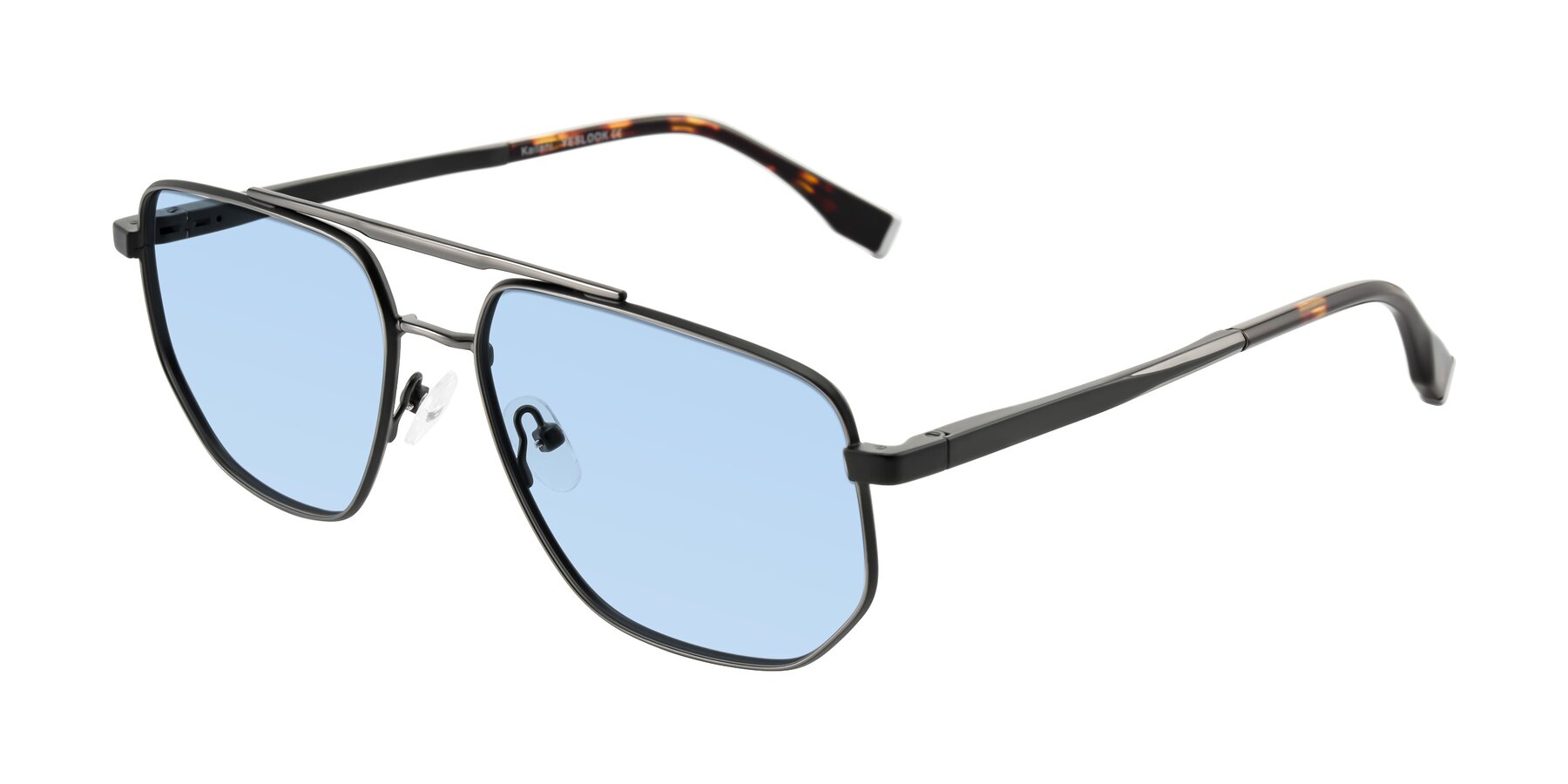 Angle of Kailani in Gunmetal/Matte Dark Green with Light Blue Tinted Lenses