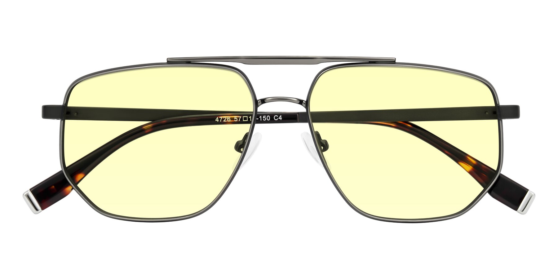 Folded Front of Kailani in Gunmetal/Matte Dark Green with Light Yellow Tinted Lenses