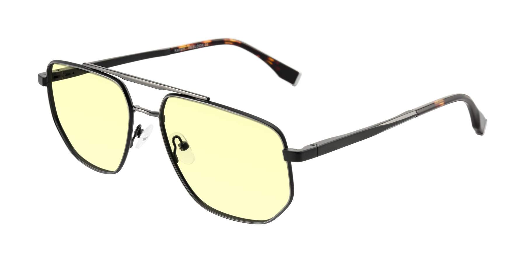 Angle of Kailani in Gunmetal/Matte Dark Green with Light Yellow Tinted Lenses