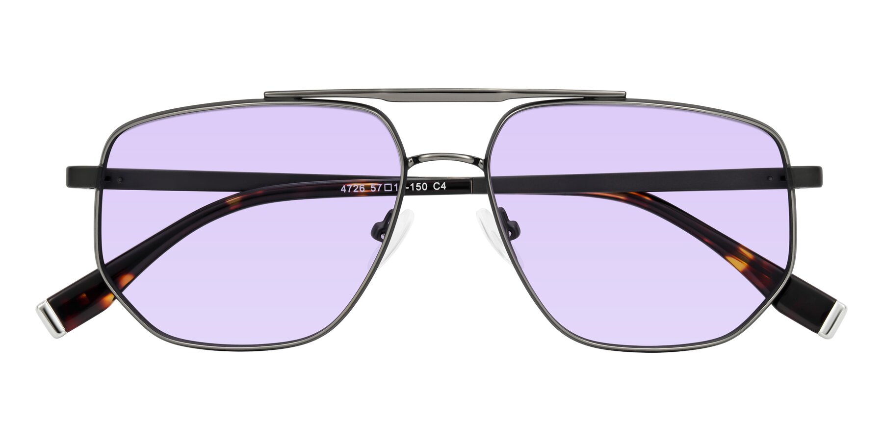 Folded Front of Kailani in Gunmetal/Matte Dark Green with Light Purple Tinted Lenses