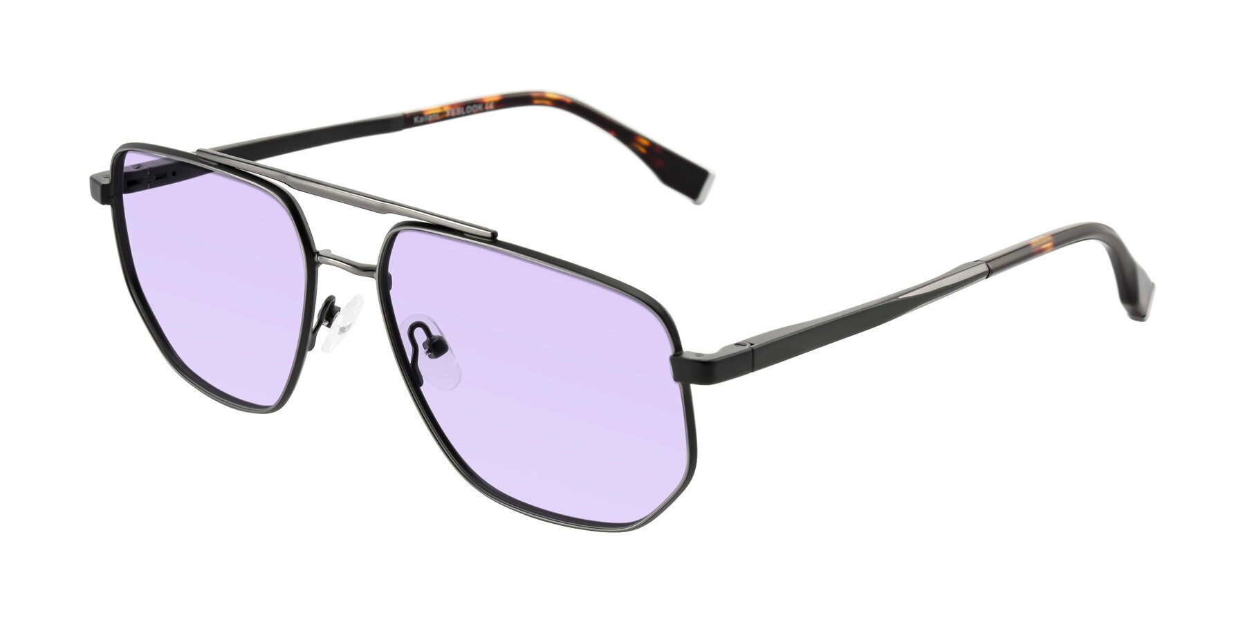 Angle of Kailani in Gunmetal/Matte Dark Green with Light Purple Tinted Lenses