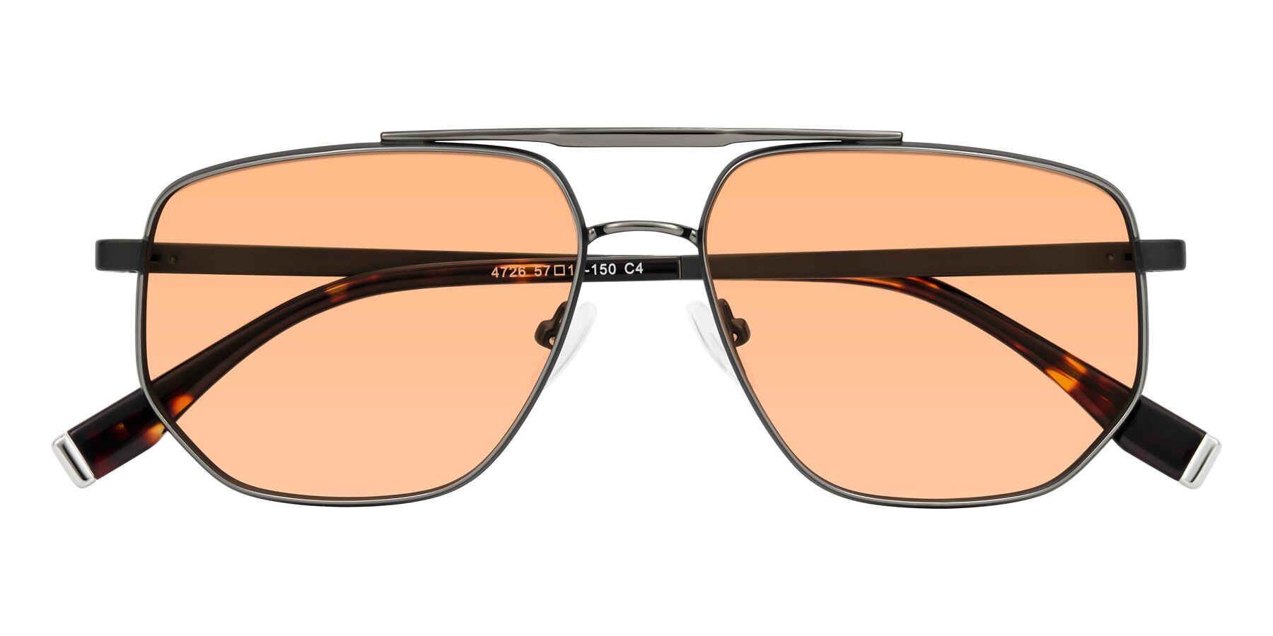Folded Front of Kailani in Gunmetal/Matte Dark Green with Light Orange Tinted Lenses