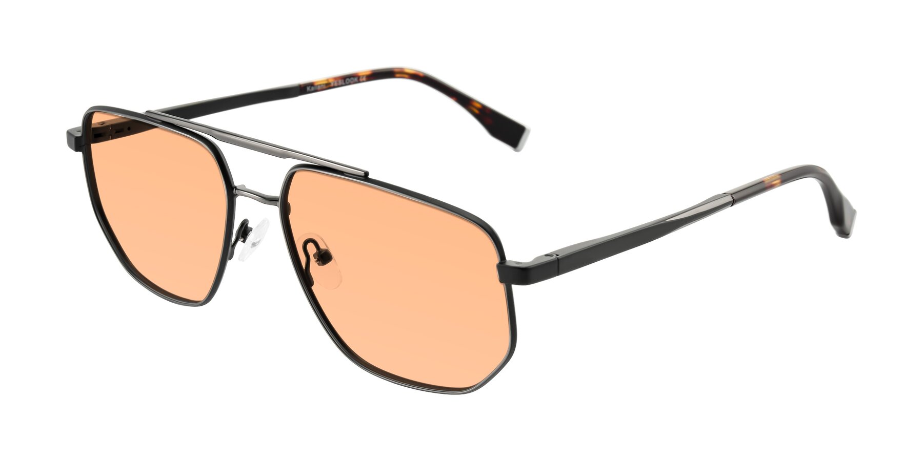 Angle of Kailani in Gunmetal/Matte Dark Green with Light Orange Tinted Lenses