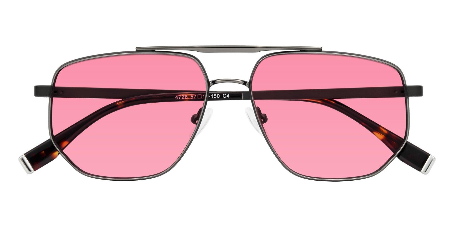 Folded Front of Kailani in Gunmetal/Matte Dark Green with Pink Tinted Lenses