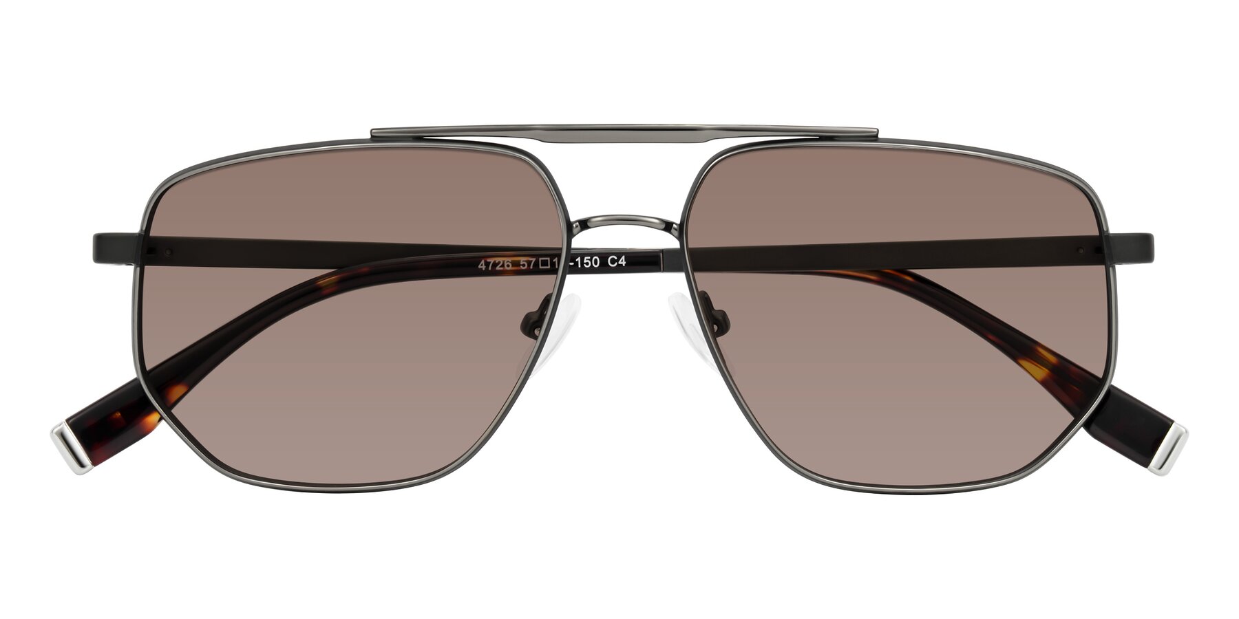 Folded Front of Kailani in Gunmetal/Matte Dark Green with Medium Brown Tinted Lenses