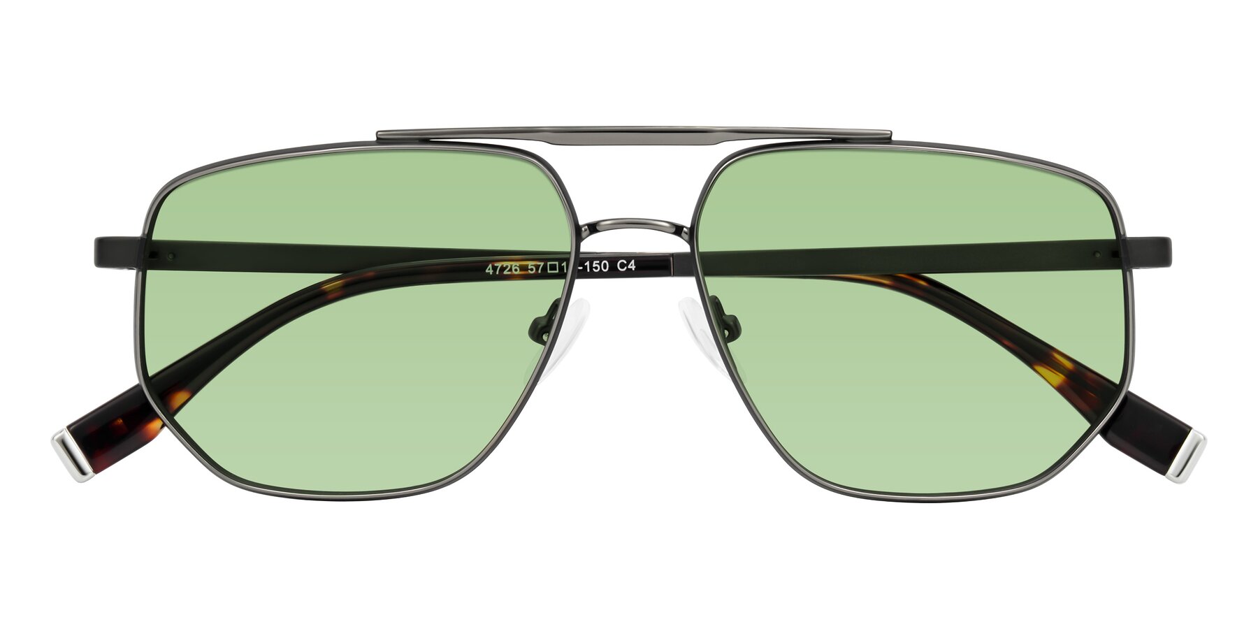 Folded Front of Kailani in Gunmetal/Matte Dark Green with Medium Green Tinted Lenses