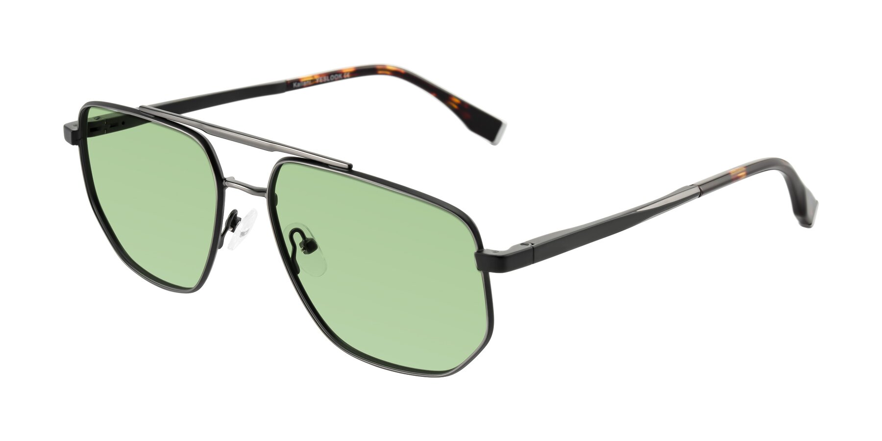 Angle of Kailani in Gunmetal/Matte Dark Green with Medium Green Tinted Lenses
