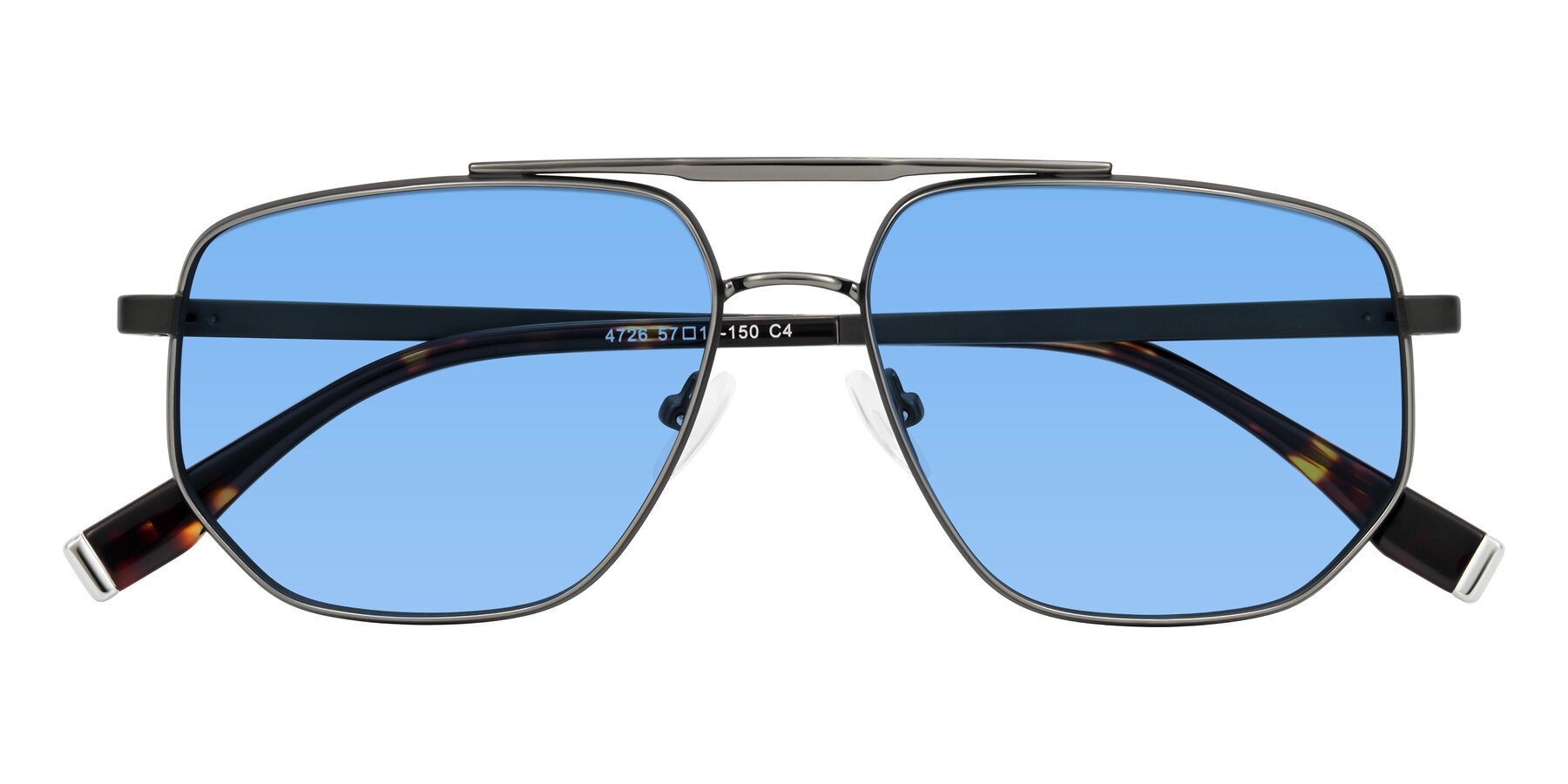 Folded Front of Kailani in Gunmetal/Matte Dark Green with Medium Blue Tinted Lenses