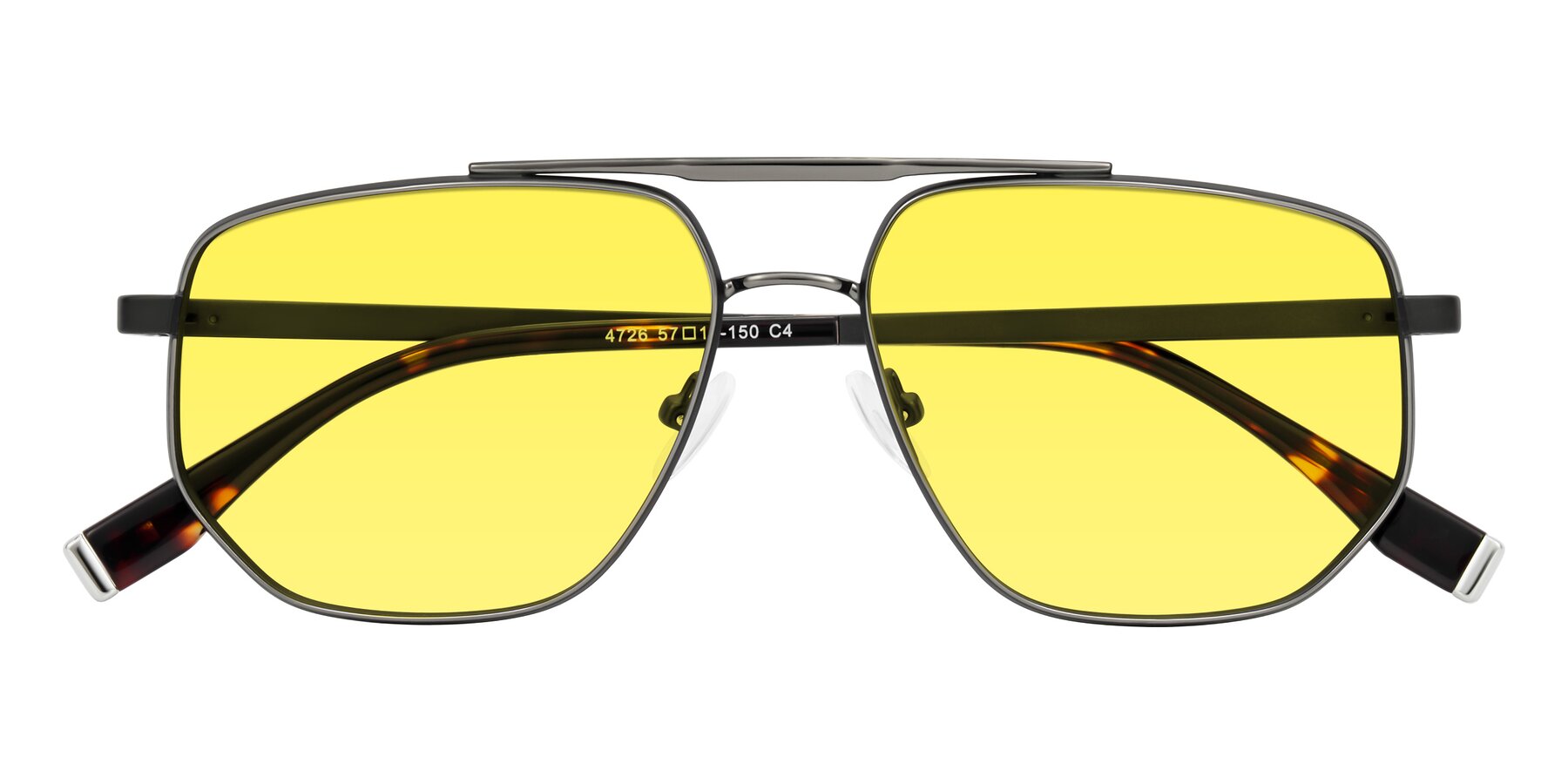 Folded Front of Kailani in Gunmetal/Matte Dark Green with Medium Yellow Tinted Lenses