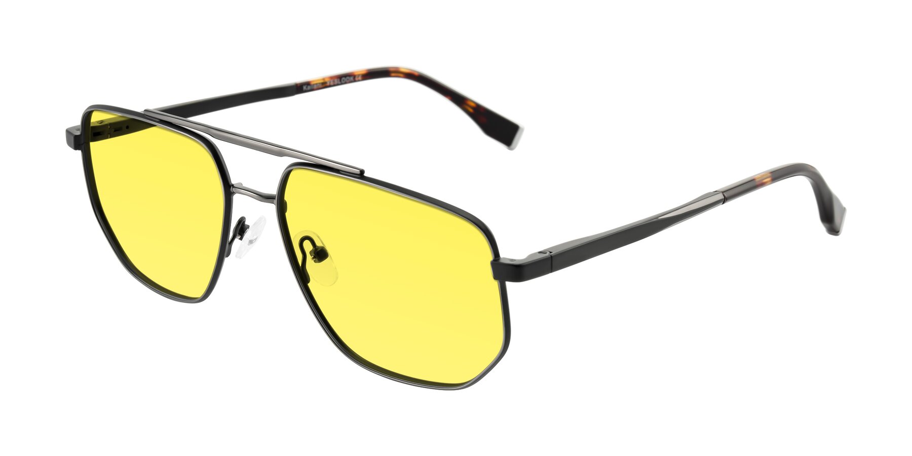 Angle of Kailani in Gunmetal/Matte Dark Green with Medium Yellow Tinted Lenses