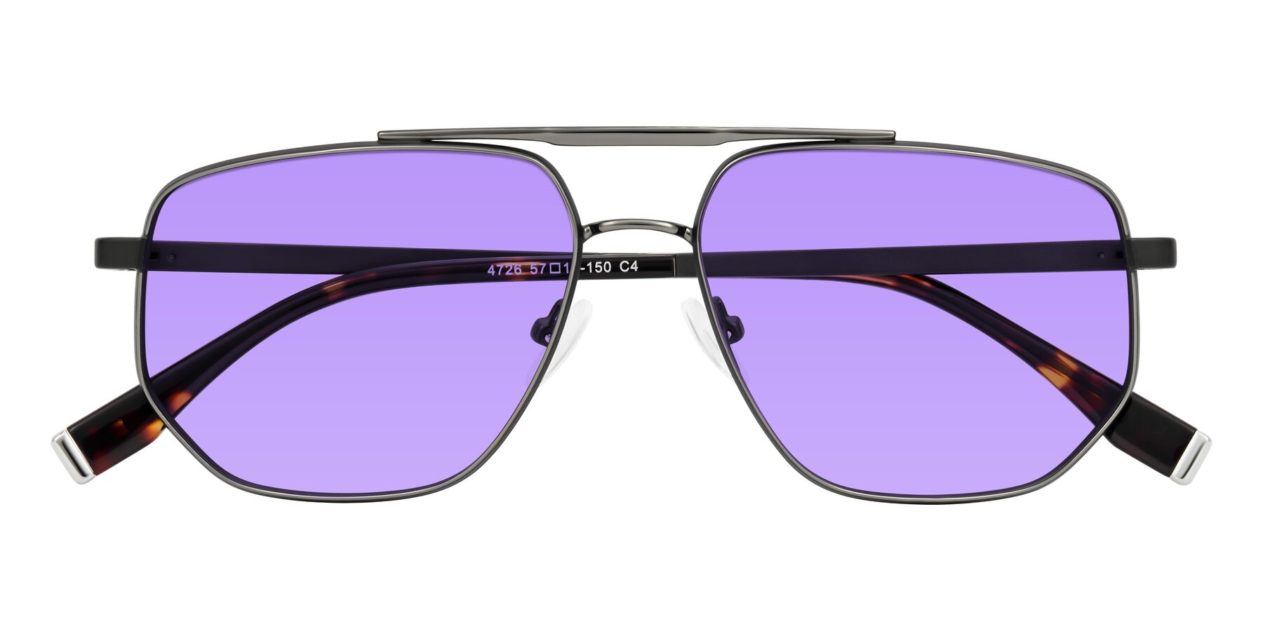 Folded Front of Kailani in Gunmetal/Matte Dark Green with Medium Purple Tinted Lenses