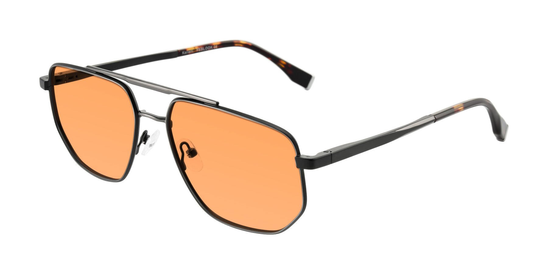 Angle of Kailani in Gunmetal/Matte Dark Green with Medium Orange Tinted Lenses