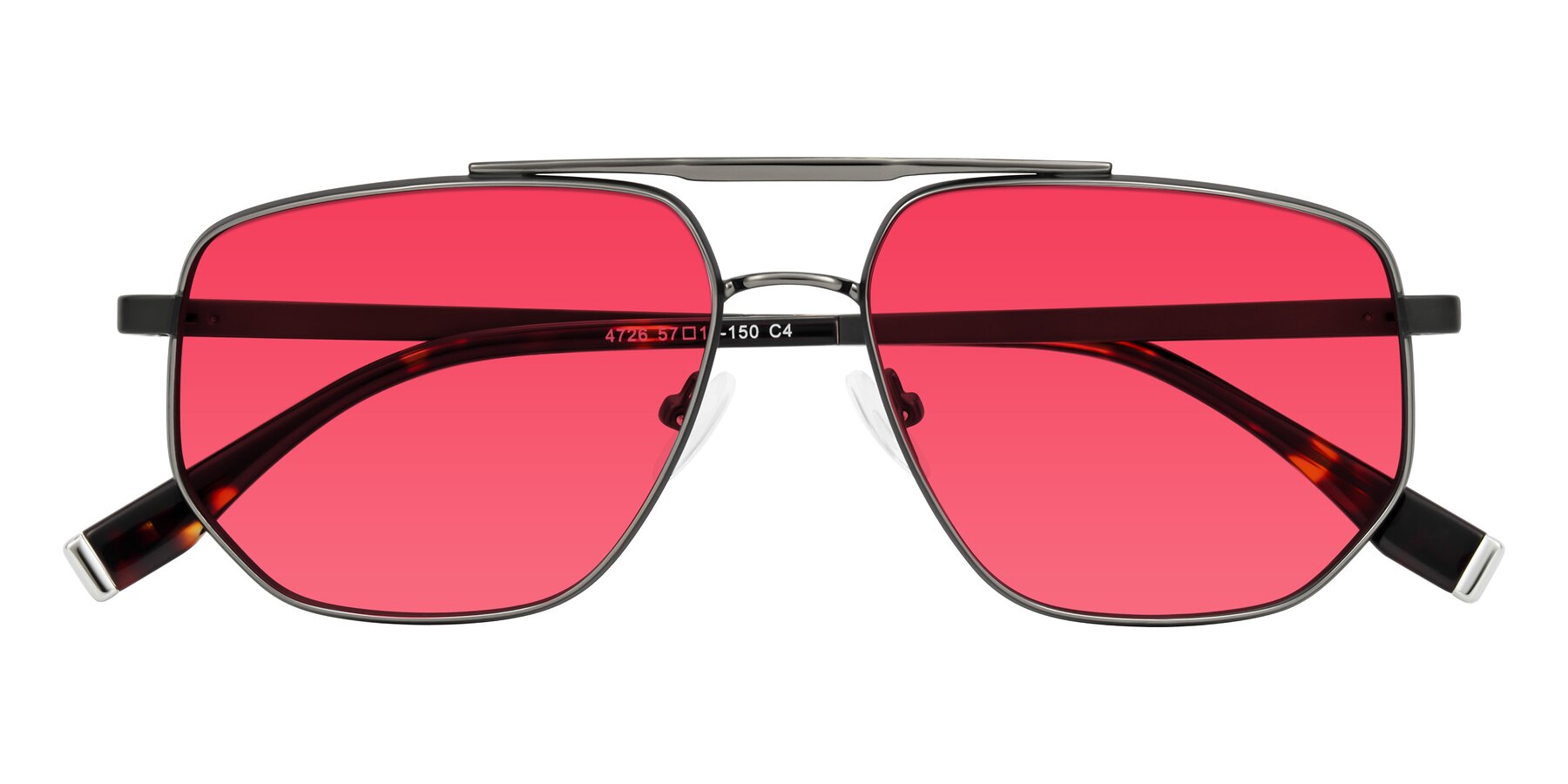 Folded Front of Kailani in Gunmetal/Matte Dark Green with Red Tinted Lenses