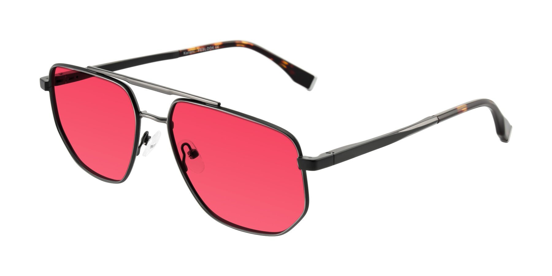 Angle of Kailani in Gunmetal/Matte Dark Green with Red Tinted Lenses