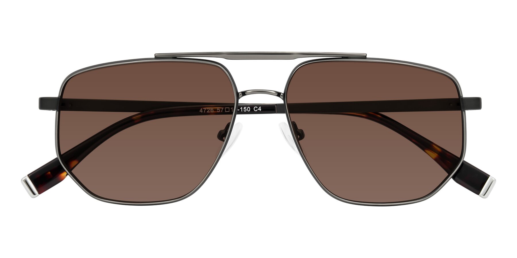 Folded Front of Kailani in Gunmetal/Matte Dark Green with Brown Tinted Lenses
