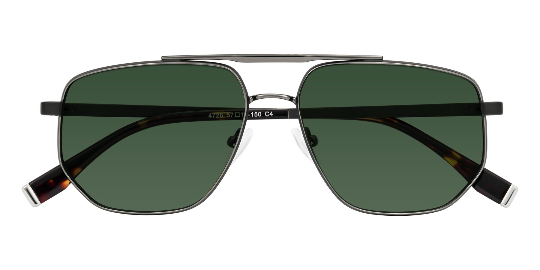 Folded Front of Kailani in Gunmetal/Matte Dark Green with Green Tinted Lenses