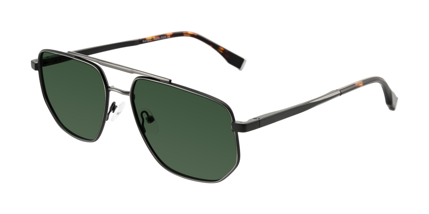 Angle of Kailani in Gunmetal/Matte Dark Green with Green Tinted Lenses