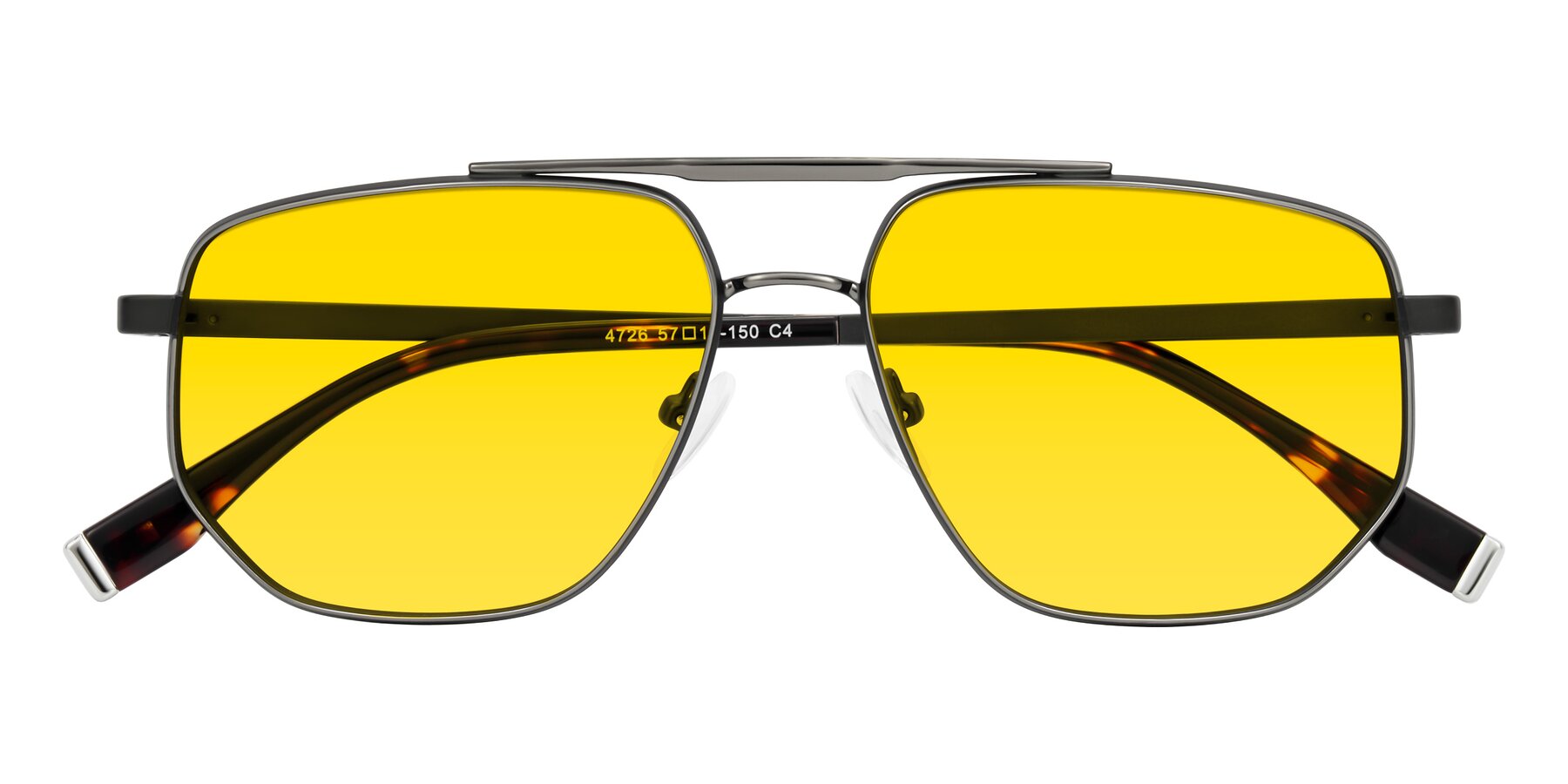 Folded Front of Kailani in Gunmetal/Matte Dark Green with Yellow Tinted Lenses