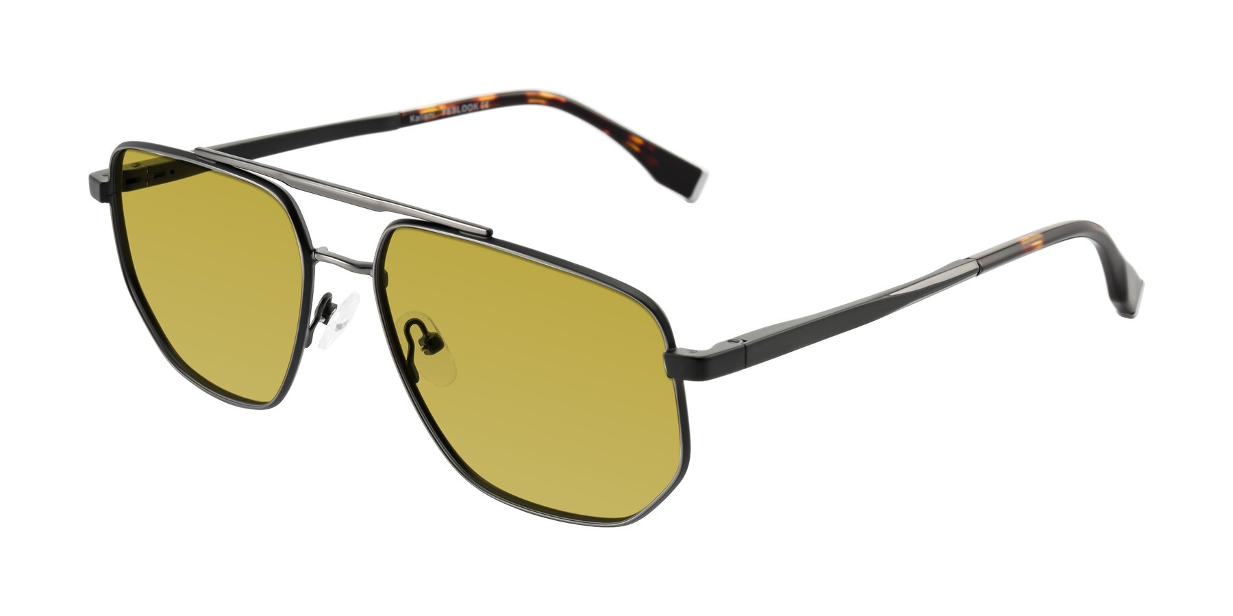 Angle of Kailani in Gunmetal/Matte Dark Green with Champagne Tinted Lenses